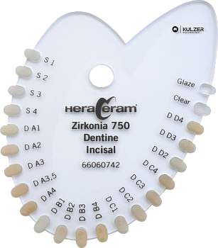 Шкала расцветки HeraCeram Zirkonia 750 Dentine Incisal (Более 14 мес)